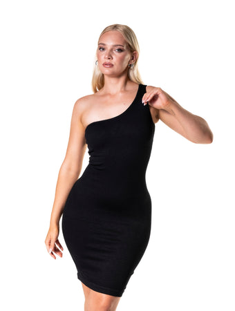 Robe courte amincissante à une épaule